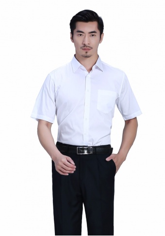 白色正常款衬衫短袖衬衫